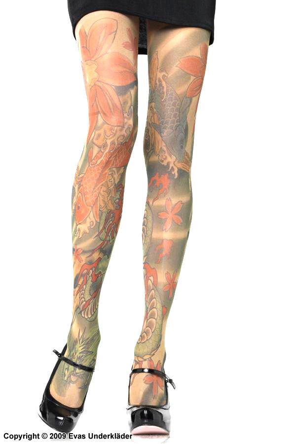 Pantyhose with tattoo deisgns